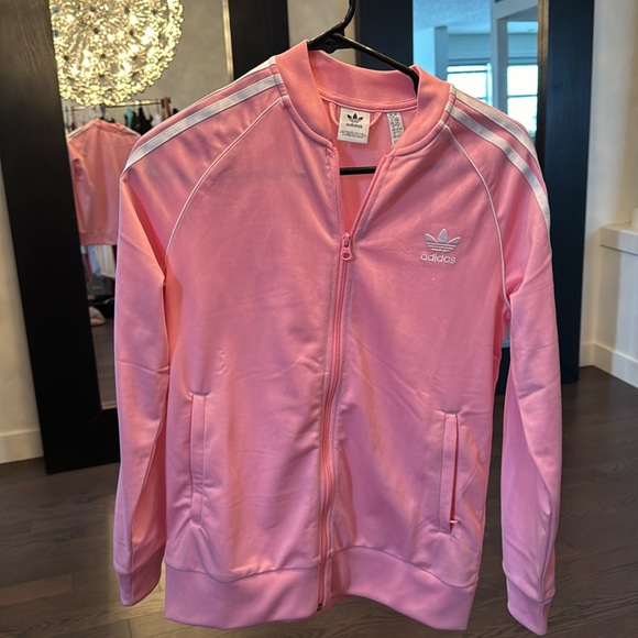 Pink and white Adidas track suit jacket - Picture 2 of 4